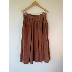 G III Leather Suede Fashions Vintage A-Line Midi Skirt Brown Women's Large